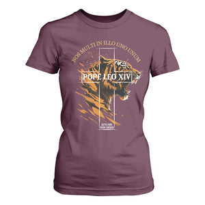 Cardinal Pope Leo XIV T Shirt For Women Nos Multi In Illo Uno Unum 267th Pope From Chicago Tiger TS11 Maroon Print Your Wear