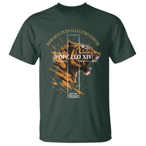 Cardinal Pope Leo XIV T Shirt Nos Multi In Illo Uno Unum 267th Pope From Chicago Tiger TS11 Dark Forest Green Print Your Wear