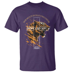 Cardinal Pope Leo XIV T Shirt Nos Multi In Illo Uno Unum 267th Pope From Chicago Tiger TS11 Purple Print Your Wear