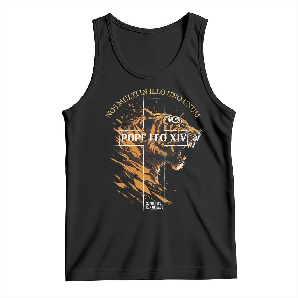 Cardinal Pope Leo XIV Tank Top Nos Multi In Illo Uno Unum 267th Pope From Chicago Tiger TS11 Black Print Your Wear