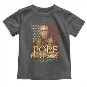 Cardinal Pope Leo XIV Toddler T Shirt 267th Robert Francis Prevost American Flag TS11 Dark Heather Print Your Wear