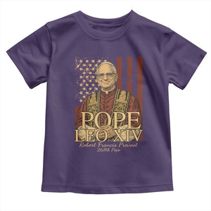 Cardinal Pope Leo XIV Toddler T Shirt 267th Robert Francis Prevost American Flag TS11 Purple Print Your Wear