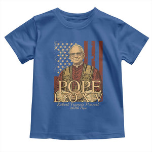 Cardinal Pope Leo XIV Toddler T Shirt 267th Robert Francis Prevost American Flag TS11 Royal Blue Print Your Wear