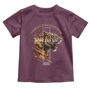 Cardinal Pope Leo XIV Toddler T Shirt Nos Multi In Illo Uno Unum 267th Pope From Chicago Tiger TS11 Maroon Print Your Wear