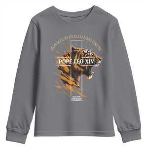 Cardinal Pope Leo XIV Youth Sweatshirt Nos Multi In Illo Uno Unum 267th Pope From Chicago Tiger TS11 Charcoal Print Your Wear