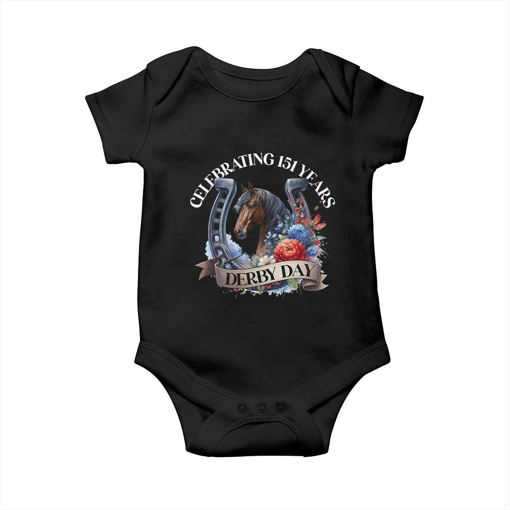 Celebrating 151 Years Derby Day Baby Onesie Horse Racing Horseshoe Flowers TS11 Black Print Your Wear