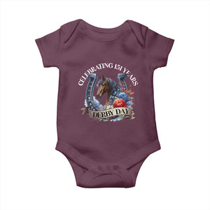 Celebrating 151 Years Derby Day Baby Onesie Horse Racing Horseshoe Flowers TS11 Maroon Print Your Wear