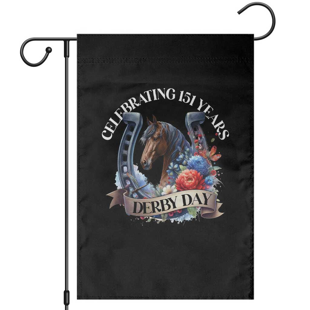 Celebrating 151 Years Derby Day Garden Flag Horse Racing Horseshoe Flowers TS11 Black Print Your Wear