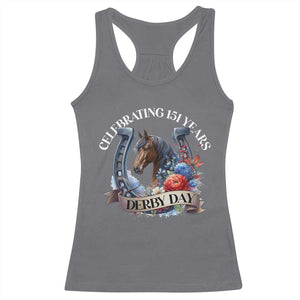 Celebrating 151 Years Derby Day Racerback Tank Top Horse Racing Horseshoe Flowers TS11 Charcoal Print Your Wear