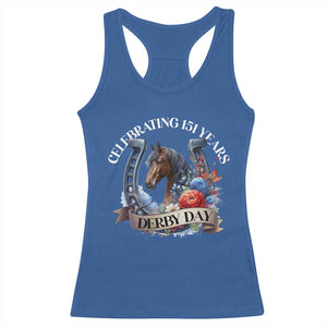 Celebrating 151 Years Derby Day Racerback Tank Top Horse Racing Horseshoe Flowers TS11 Royal Blue Print Your Wear