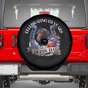 Celebrating 151 Years Derby Day Spare Tire Cover Horse Racing Horseshoe Flowers TS11 Black Print Your Wear