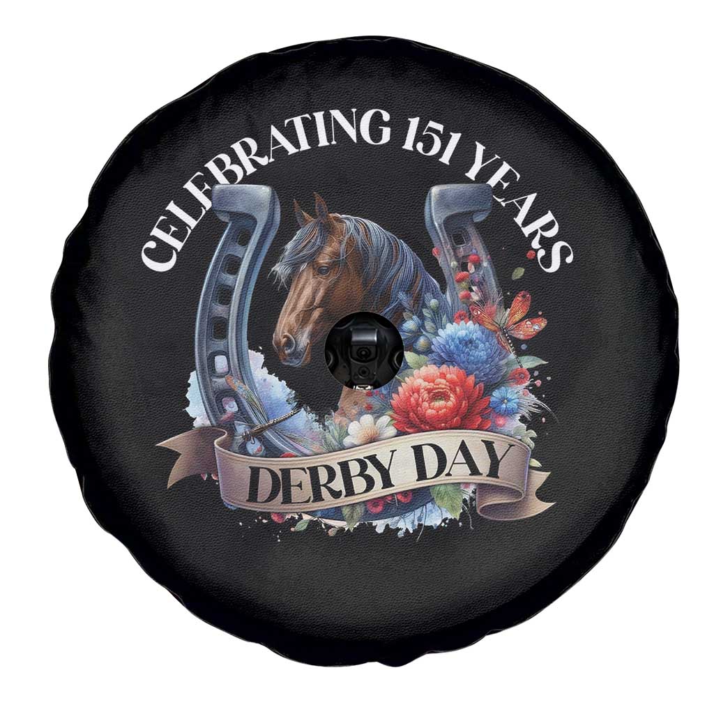 Celebrating 151 Years Derby Day Spare Tire Cover Horse Racing Horseshoe Flowers TS11 Print Your Wear