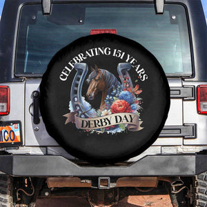 Celebrating 151 Years Derby Day Spare Tire Cover Horse Racing Horseshoe Flowers TS11 No hole Black Print Your Wear