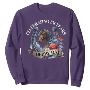 Celebrating 151 Years Derby Day Sweatshirt Horse Racing Horseshoe Flowers TS11 Purple Print Your Wear