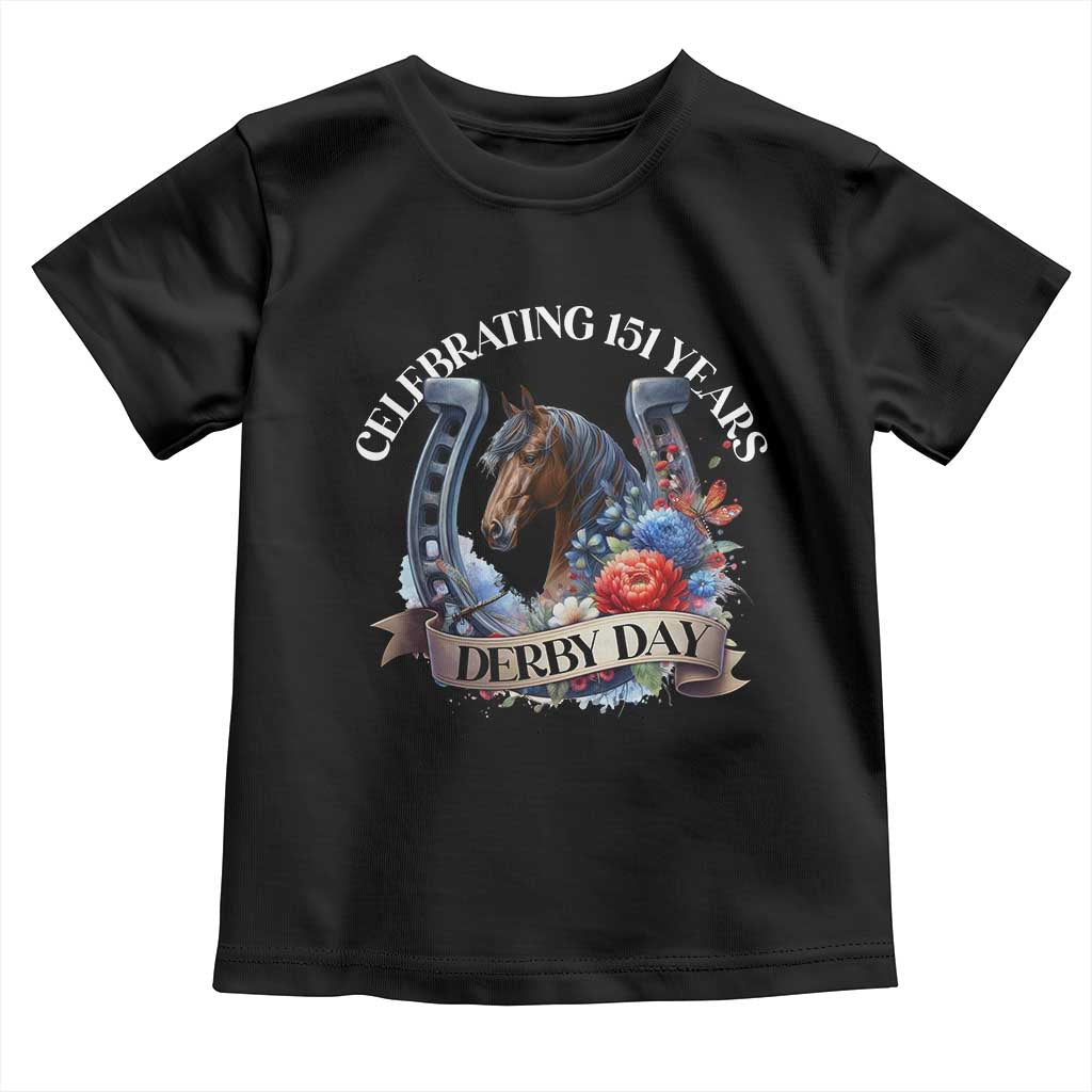 Celebrating 151 Years Derby Day Toddler T Shirt Horse Racing Horseshoe Flowers TS11 Black Print Your Wear