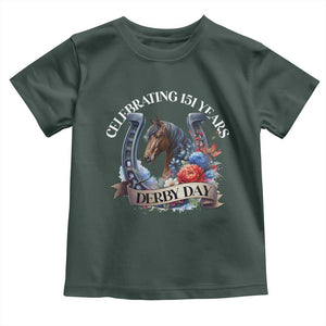 Celebrating 151 Years Derby Day Toddler T Shirt Horse Racing Horseshoe Flowers TS11 Dark Forest Green Print Your Wear