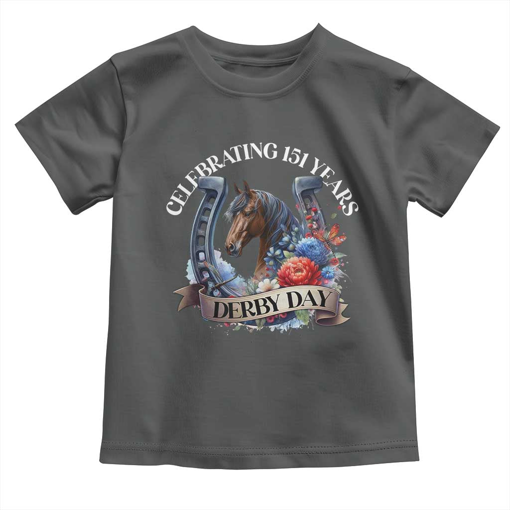 Celebrating 151 Years Derby Day Toddler T Shirt Horse Racing Horseshoe Flowers TS11 Dark Heather Print Your Wear