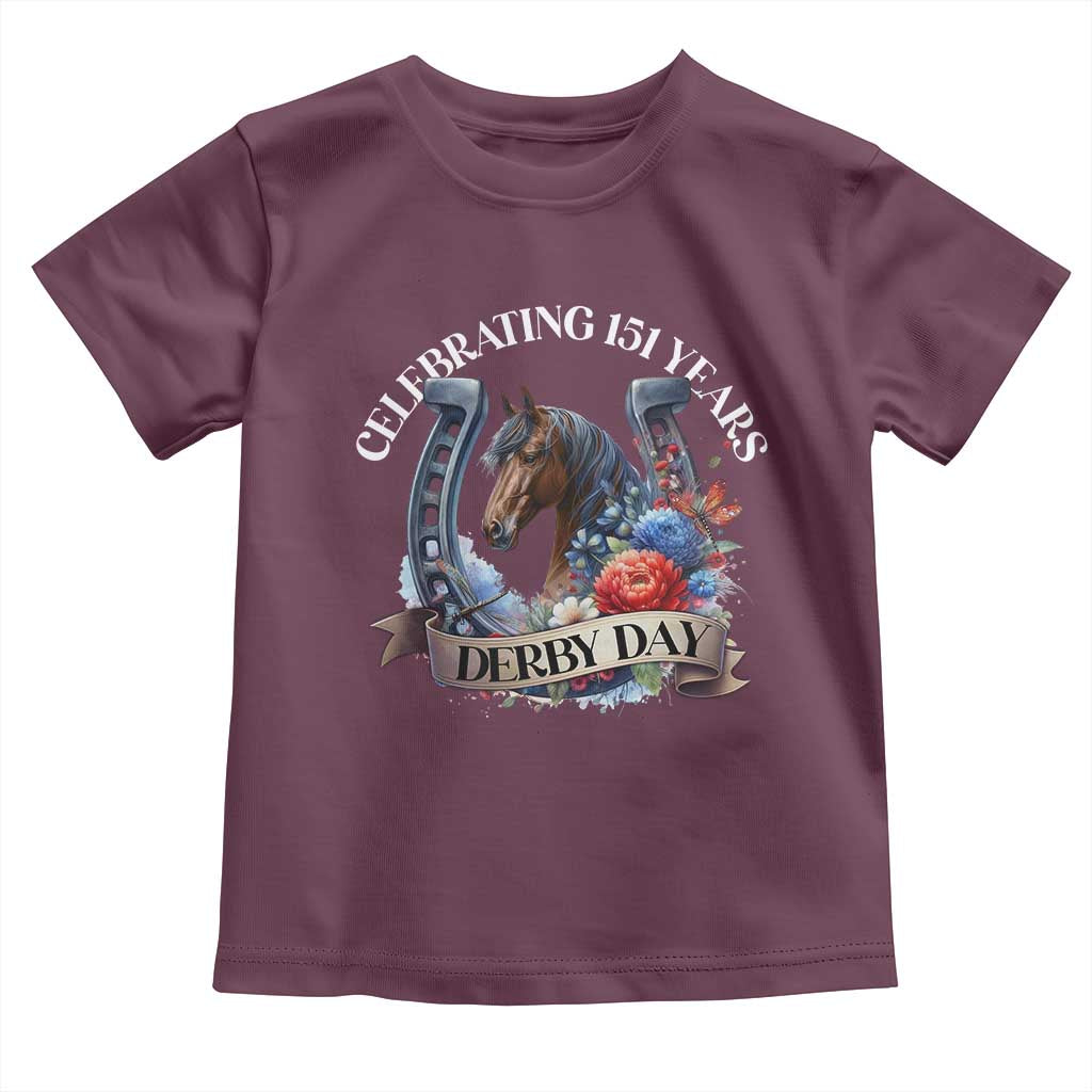 Celebrating 151 Years Derby Day Toddler T Shirt Horse Racing Horseshoe Flowers TS11 Maroon Print Your Wear