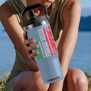 Cesar Chavez Flip Straw Tumbler American Mexican Flag Patriotic Mexico Distressed TS02 One Size: 30 oz Light Blue Print Your Wear