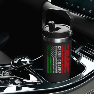 Cesar Chavez Flip Straw Tumbler American Mexican Flag Patriotic Mexico Distressed TS02 Print Your Wear