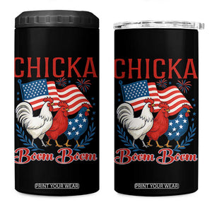Chicka Boom Boom Patriotic Chicken 4 in 1 Can Cooler Tumbler Funny Patriotic 4th of July Red White and Blue Farm TS02 One Size: 16 oz Black Print Your Wear