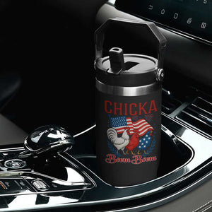 Chicka Boom Boom Patriotic Chicken Flip Straw Tumbler Funny Patriotic 4th of July Red White and Blue Farm TS02 Print Your Wear