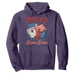 Chicka Boom Boom Patriotic Chicken Hoodie Funny Patriotic 4th of July Red White and Blue Farm TS02 Purple Print Your Wear