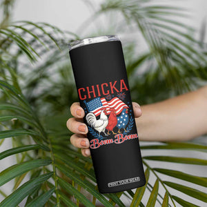 Chicka Boom Boom Patriotic Chicken Skinny Tumbler Funny Patriotic 4th of July Red White and Blue Farm TS02 Print Your Wear