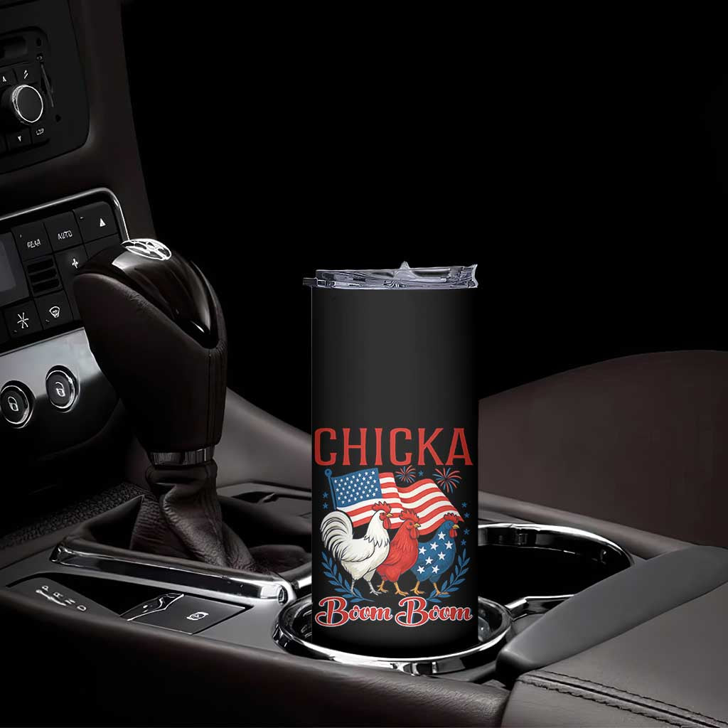 Chicka Boom Boom Patriotic Chicken Skinny Tumbler Funny Patriotic 4th of July Red White and Blue Farm TS02 Print Your Wear