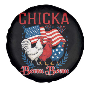 Chicka Boom Boom Patriotic Chicken Spare Tire Cover Funny Patriotic 4th of July Red White and Blue Farm TS02 Print Your Wear
