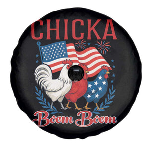 Chicka Boom Boom Patriotic Chicken Spare Tire Cover Funny Patriotic 4th of July Red White and Blue Farm TS02 Print Your Wear