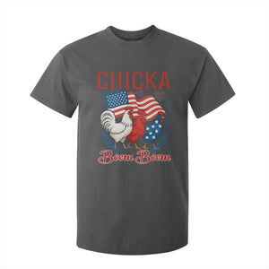 Chicka Boom Boom Patriotic Chicken T Shirt For Kid Funny Patriotic 4th of July Red White and Blue Farm TS02 Dark Heather Print Your Wear