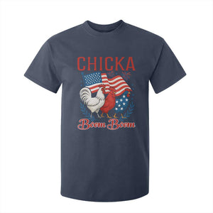 Chicka Boom Boom Patriotic Chicken T Shirt For Kid Funny Patriotic 4th of July Red White and Blue Farm TS02 Navy Print Your Wear
