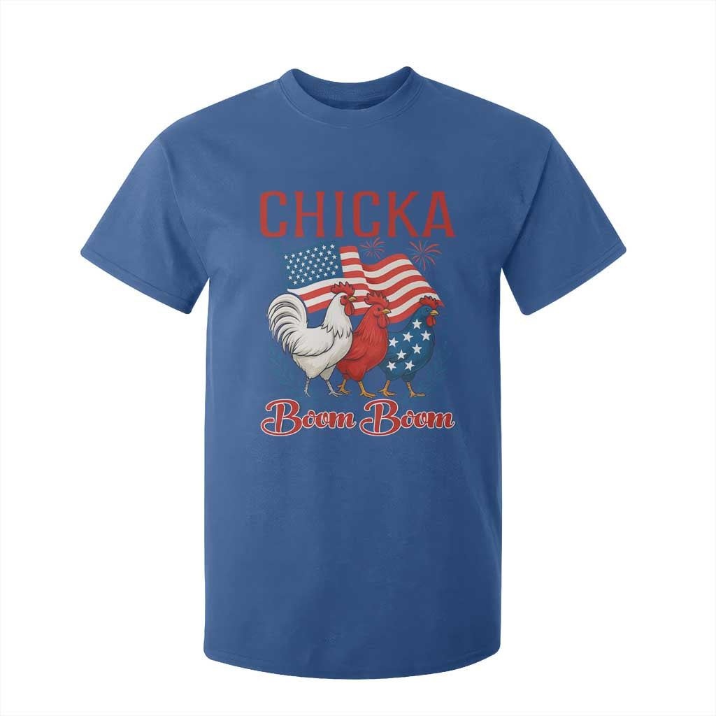 Chicka Boom Boom Patriotic Chicken T Shirt For Kid Funny Patriotic 4th of July Red White and Blue Farm TS02 Royal Blue Print Your Wear