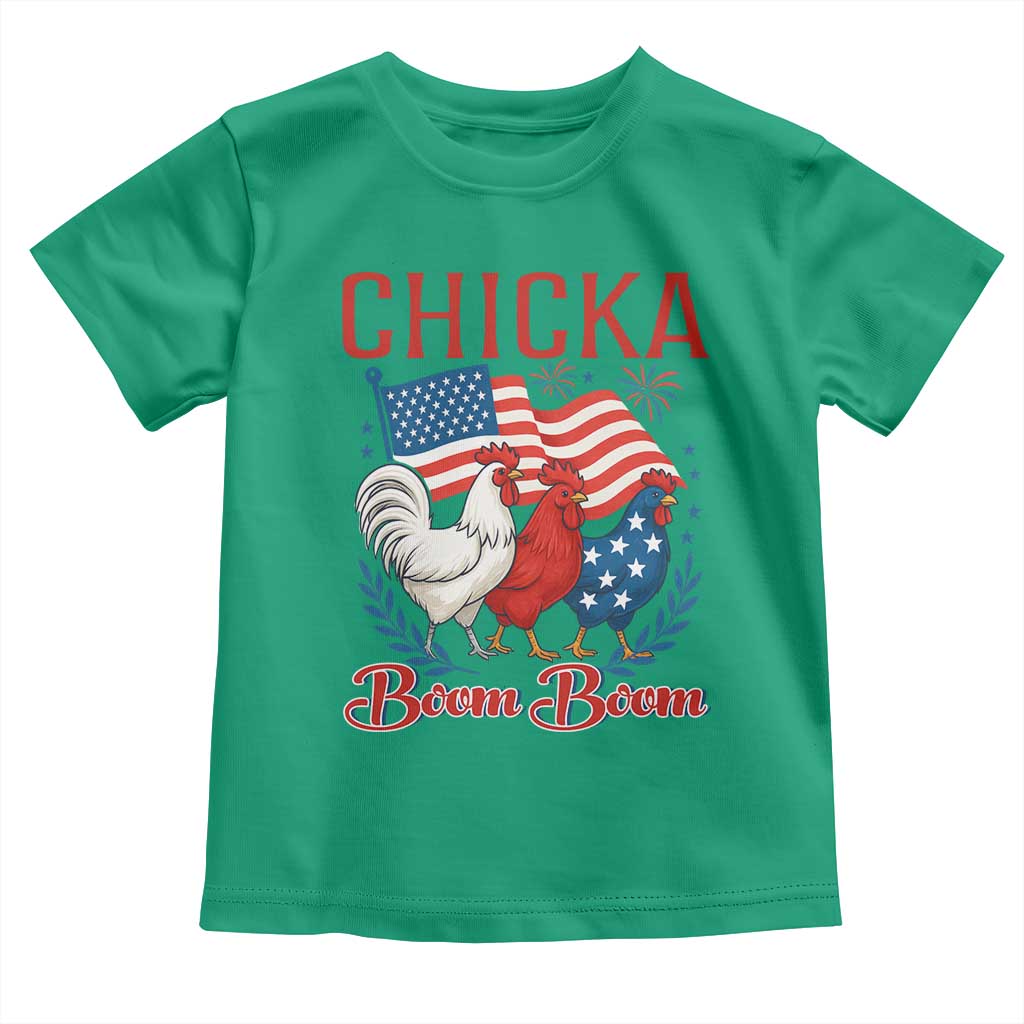 Chicka Boom Boom Patriotic Chicken Toddler T Shirt Funny Patriotic 4th of July Red White and Blue Farm TS02 Irish Green Print Your Wear
