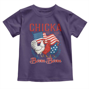Chicka Boom Boom Patriotic Chicken Toddler T Shirt Funny Patriotic 4th of July Red White and Blue Farm TS02 Purple Print Your Wear