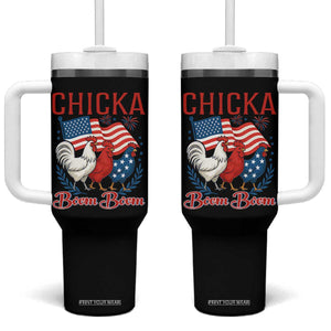 Chicka Boom Boom Patriotic Chicken Tumbler With Handle Funny Patriotic 4th of July Red White and Blue Farm TS02 One Size: 40 oz Black Print Your Wear