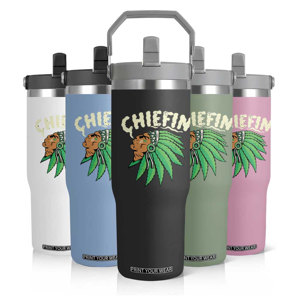 Chiefin Weed Smoking Flip Straw Tumbler Funny 420 Cannabis Pot THC Smoker TS02 Print Your Wear