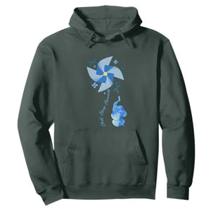 Child Abuse Prevention Awareness Hoodie Pinwheel Elephant TS11 Dark Forest Green Print Your Wear