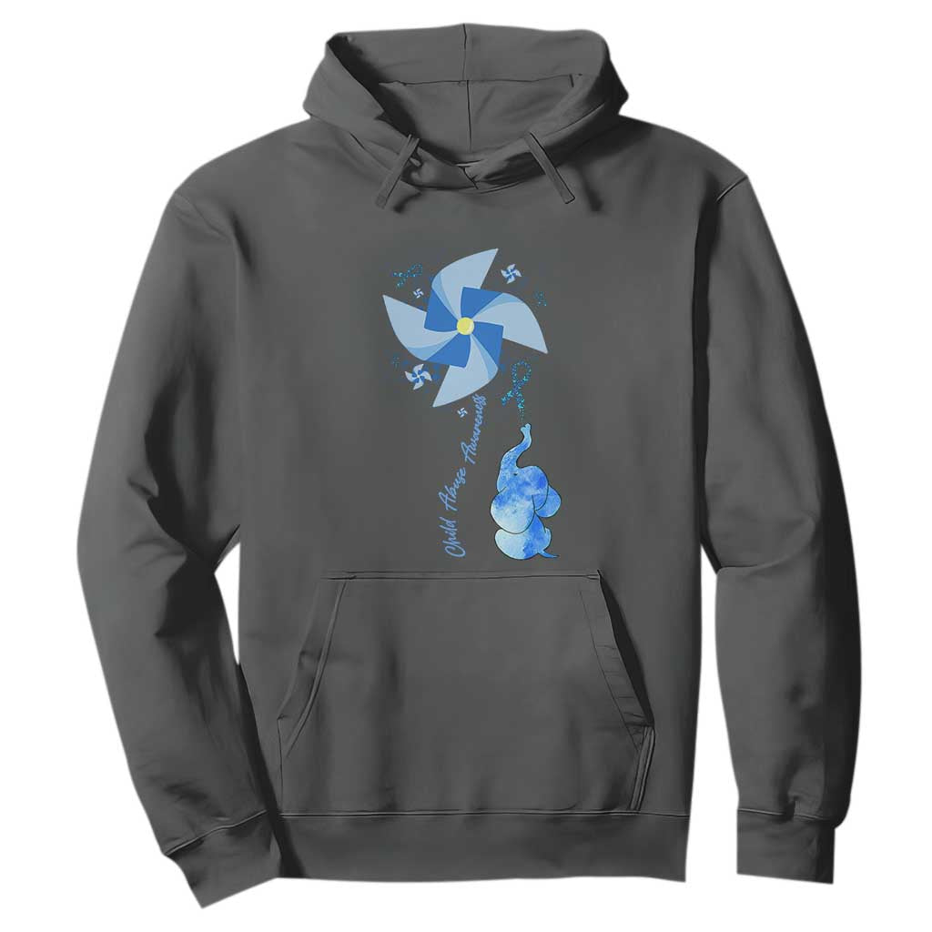 Child Abuse Prevention Awareness Hoodie Pinwheel Elephant TS11 Dark Heather Print Your Wear