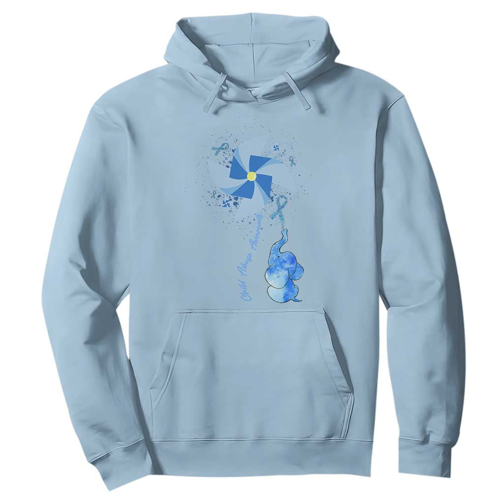 Child Abuse Prevention Awareness Hoodie Pinwheel Elephant TS11 Light Blue Print Your Wear