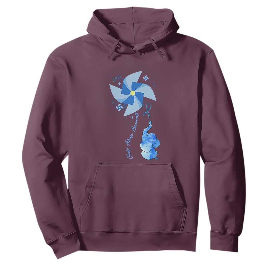Child Abuse Prevention Awareness Hoodie Pinwheel Elephant TS11 Maroon Print Your Wear