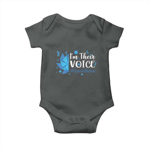 Child Abuse Prevention Awareness I'm Their Voice Baby Onesie Blue Pinwheels TS11 Dark Heather Print Your Wear
