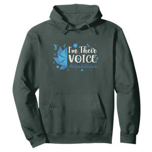 Child Abuse Prevention Awareness I'm Their Voice Hoodie Blue Pinwheels TS11 Dark Forest Green Print Your Wear