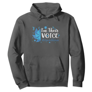 Child Abuse Prevention Awareness I'm Their Voice Hoodie Blue Pinwheels TS11 Dark Heather Print Your Wear