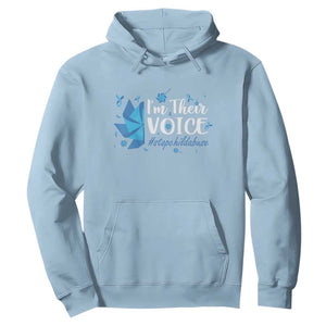 Child Abuse Prevention Awareness I'm Their Voice Hoodie Blue Pinwheels TS11 Light Blue Print Your Wear