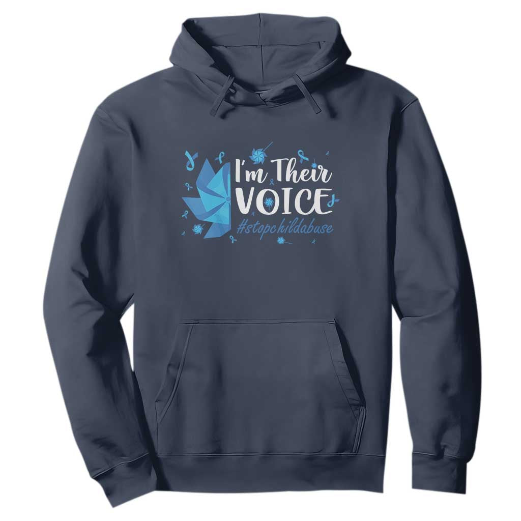 Child Abuse Prevention Awareness I'm Their Voice Hoodie Blue Pinwheels TS11 Navy Print Your Wear