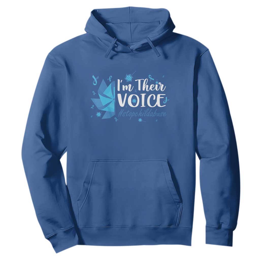 Child Abuse Prevention Awareness I'm Their Voice Hoodie Blue Pinwheels TS11 Royal Blue Print Your Wear