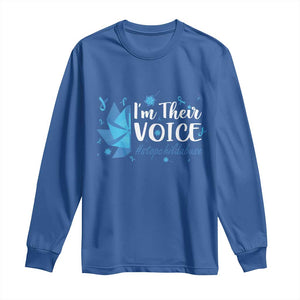 Child Abuse Prevention Awareness I'm Their Voice Long Sleeve Shirt Blue Pinwheels TS11 Royal Blue Print Your Wear