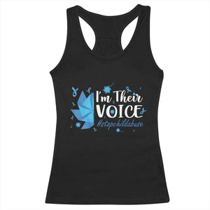 Child Abuse Prevention Awareness I'm Their Voice Racerback Tank Top Blue Pinwheels TS11 Black Print Your Wear